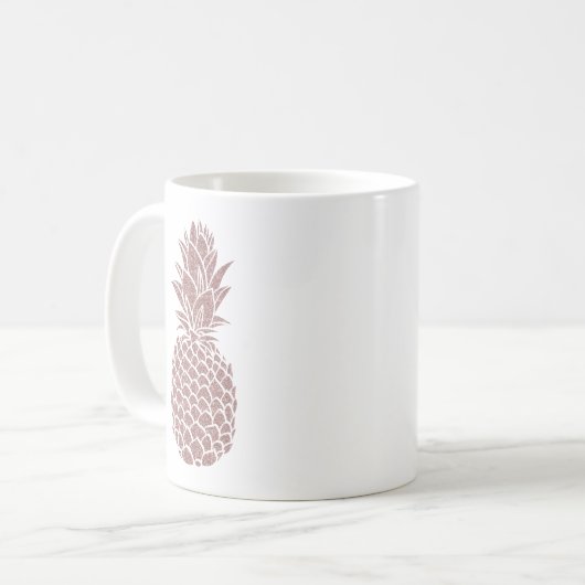 Girly Blush Pink Glitzer Ananas Sparkle Kaffeetasse (Vorderseite Links)
