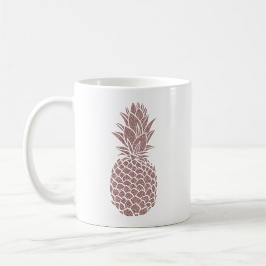 Girly Blush Pink Glitzer Ananas Sparkle Kaffeetasse (Links)