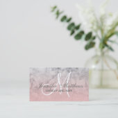 Girly Blush Pink Glitzer Marmormonogramm Makeup Visitenkarte (Stehend Vorderseite)