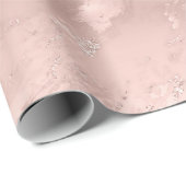 Girly Blush Pink Glitzy Marble Geburtstag Geschenkpapier (Rolleneckpunkt)