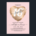 Girly Blush Pink Gold Foil Herzballon Sweet 16 Einladung<br><div class="desc">Diese junge, moderne und niedliche 16 . Geburtstag Geburtstagsfeier ist perfekt für das trendige und stilvolle Mädchen. Es verfügt über ein Imitat bedruckt Goldfolie Herz-Ballon mit einem großen "16" auf einem einfachen rot rosa Hintergrund. Es ist ein elegantes, cooles, hübsches und chic lustiges Design! ***WICHTIGE HINWEIS FÜR DESIGN: Für individuelle...</div>