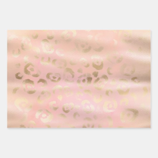 Girly Blush Pink Gold Glam Leopard Animal Birthday Geschenkpapier Set (Vorderseite 2)