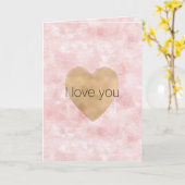 Girly Blush Pink Gold Herz Karte (Gelbe Blume)