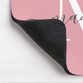Girly Blush Pink Gray Monogram Elegantes Chic Scri Mousepad (Ecke)