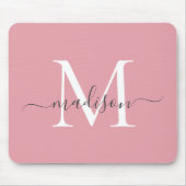 Girly Blush Pink Gray Monogram Elegantes Chic Scri Mousepad (Vorne)