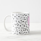 Girly Blush Pink Heart Monogram Spotty Background Kaffeetasse (Links)