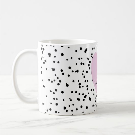 Girly Blush Pink Heart Monogram Spotty Background Kaffeetasse (Links)