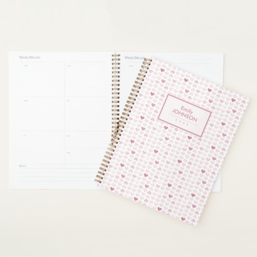 Girly Blush Pink Heart Pattern Planer (Anzeige)