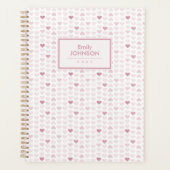 Girly Blush Pink Heart Pattern Planer (Vorderseite)