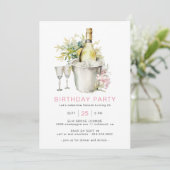 Girly Blush Pink | Lässiger Champagner Erwachsene Einladung (Stehend Vorderseite)