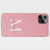 Girly Blush Pink Monogram Elegantes Graues Chic Sc iPhone Hülle (Rückseite (Horizontal))