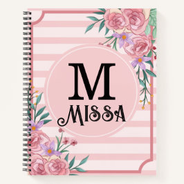 Girly Blush Pink Monogram Floral Stilvoll Notizblock