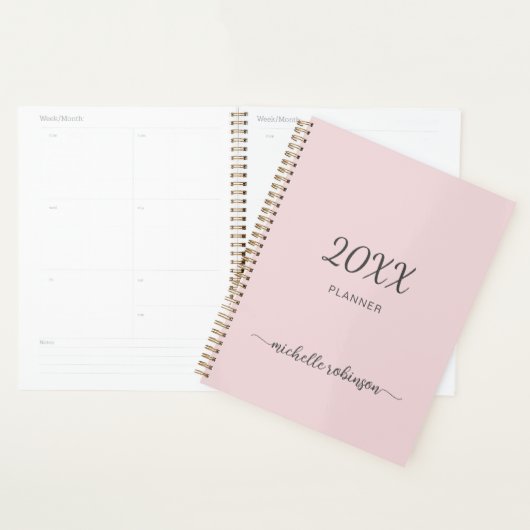 Girly Blush Pink Monogram Name Script 2023 Planner Planer (Anzeige)