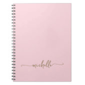 Girly Blush Pink Monogram Name Script Signature Notizblock (Vorderseite)