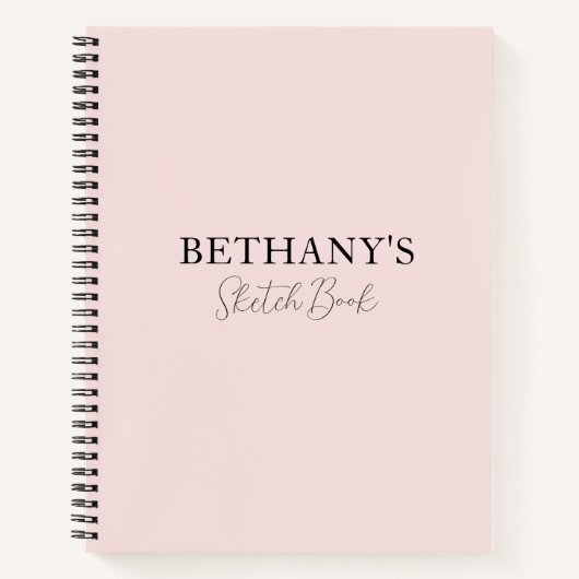 Girly Blush Pink Name Spiral Notebook Notizblock (Vorderseite)