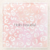 Girly Blush Pink Peach Gold Leopard Animal Glasuntersetzer (Vorderseite)
