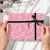 Girly Blush Pink Playful Animal Print Hearts Geschenkpapier