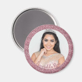 Girly Blush Pink | Rose Gold Glitzer Foto Magnet (Vorderseite/Rückseite)