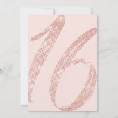 Girly Blush Pink Rose Gold Sequin Glitzer Sweet 16 Einladung (Rückseite)