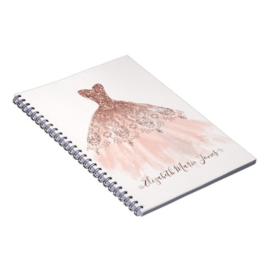 Girly Blush Pink Rose Gold Sparkle Gosskript Notizblock (Rechte Seite)