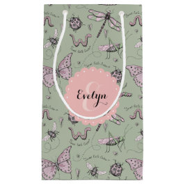 Girly Blush Pink & Sage Sweet Little Critter Name Kleine Geschenktüte