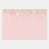 Girly Blush Pink Sparkle Glitzer Herz Geschenkpapier Set (Vorderseite 2)