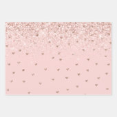 Girly Blush Pink Sparkle Glitzer Herz Geschenkpapier Set (Vorderseite)