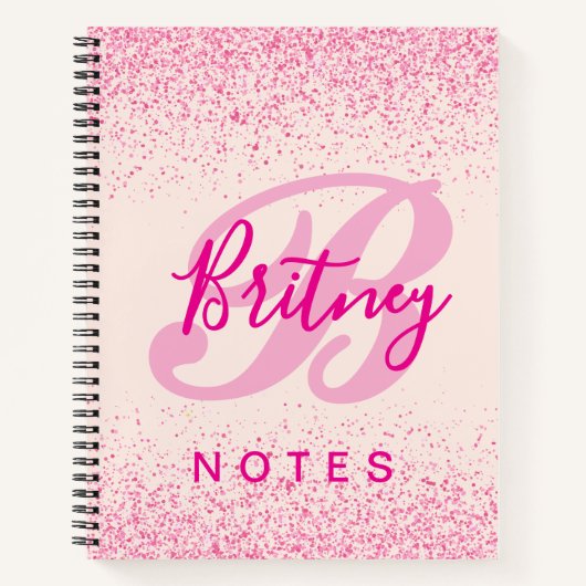 Girly Blush Pink Sparkle Monogram Name Notizblock (Vorderseite)