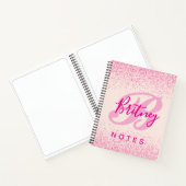 Girly Blush Pink Sparkle Monogram Name Notizblock (Innenseite)
