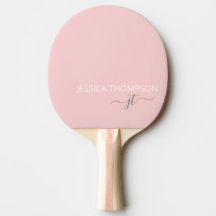 Girly Blush Pink Stilvolle moderne Monogram Name Tischtennis Schläger