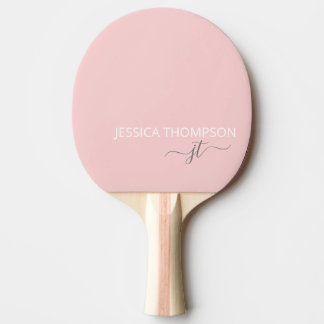 Girly Blush Pink Stilvolle moderne Monogram Name  Tischtennis Schläger