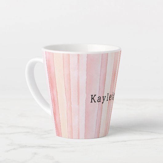 Girly Blush Pink Stripes Milchtasse (Linke Ecke)