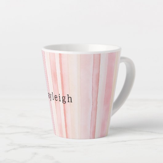 Girly Blush Pink Stripes Milchtasse (Rechte Ecke)