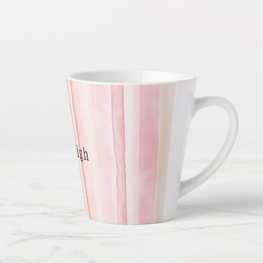 Girly Blush Pink Stripes Milchtasse (Rechts)