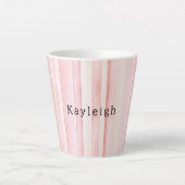 Girly Blush Pink Stripes Milchtasse (Vorderseite)