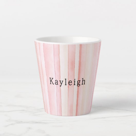 Girly Blush Pink Stripes Milchtasse (Vorderseite)
