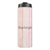 Girly Blush Pink Stripes Thermosbecher (Vorderseite)