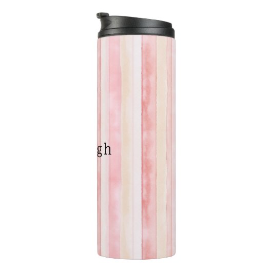 Girly Blush Pink Stripes Thermosbecher (Nach rechts gedreht)