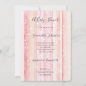 Girly Blush Pink Stripes White Dots Baby Shower Einladung (Vorderseite)