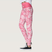 Girly Blush Pink Süße Tier Druckhörnchen Name Leggings (Links)