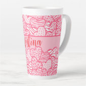 Girly Blush Pink Süße Tier Druckhörnchen Name Milchtasse (Rechte Ecke)