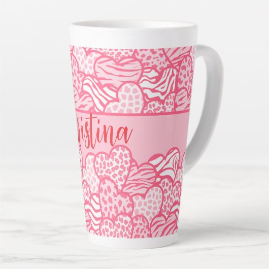 Girly Blush Pink Süße Tier Druckhörnchen Name Milchtasse (Rechte Ecke)