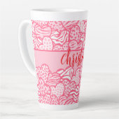 Girly Blush Pink Süße Tier Druckhörnchen Name Milchtasse (Linke Ecke)