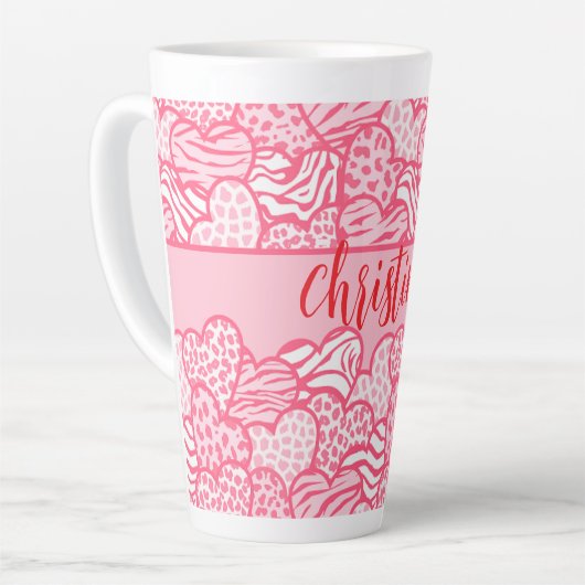 Girly Blush Pink Süße Tier Druckhörnchen Name Milchtasse (Linke Ecke)