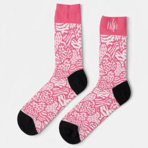 Girly Blush Pink Süße Tier Druckhörnchen Name Socken
