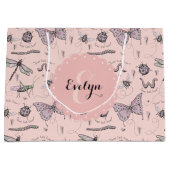 Girly Blush Pink Sweet Little Critter Monogram Große Geschenktüte (Vorderseite)