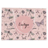 Girly Blush Pink Sweet Little Critter Monogram Große Geschenktüte (Rückseite)