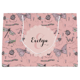 Girly Blush Pink Sweet Little Critter Monogram Große Geschenktüte