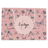 Girly Blush Pink Sweet Little Critter Monogram Große Geschenktüte (Rückseite)