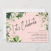 Girly Blush Pink | Tropischer Sommererwachsen zum  Einladung (Vorderseite)